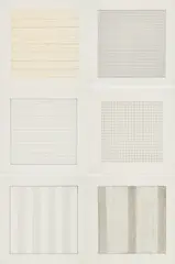 Agnes Martin, Paintings and Drawings. 1974-1990, 1991, Mappe mit 10 Farblithografien auf Transparentpapier