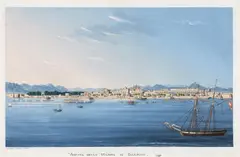 Francesco Zerilli, "Veduta della Marina di Palermo", Um 1825, Gouache auf Papier
