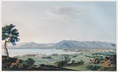 Francesco Zerilli, "Veduta di Palermo presa delle Falde di Monte Pellegrino", Um 1825, Gouache auf Papier