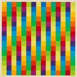 Richard Paul Lohse, Fünfzehn vertikale systematische Farbreihen mit richtungsgleicher Diagonalführung (Aus: 3 Modulare Ordnungen - 3 Serielle Ordnungen), 1975/76, Farbserigrafie auf Zerkall Bütten