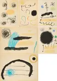 Konvolut von 8 Druckgrafiken (Aus: Obra inèdita recent) by Joan Miró, 1964, Jeweils: Farblithografie auf Bütten mit Mittelfalz (ein Blatt ohne Mittelfalz), sold Mar 2025