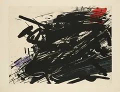 Ohne Titel by K.R.H. Sonderborg, 1958, Farbradierung auf Bütten, sold Feb 2025