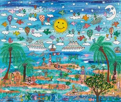 James Rizzi, "Let's Take a Trip to the Tropics", 2009, Acryl auf Leinwand