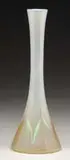 Bud Vase by Tiffany Studios, Clambroth glass with gold pulled feather decoration having button pontil, offered Dec 2006