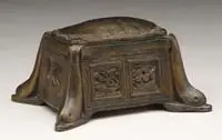 Inkwell by Tiffany Studios, In the Nautical pattern with glass insert, offered Dec 2006