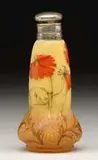 Daum, Scent Bottle, Enameled poppy floral decoration on a yellow mottled ground shading to ecru