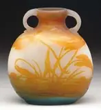Cameo Two Handled Pillow Vase by Galle, offered Dec 2006