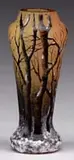 Daum, Miniature Vase, Acid etched and enamel winter decoration