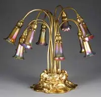 10-Light Lily Lamp by Quezal, offered Nov 2008
