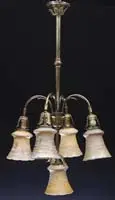 Threaded Five Light Chandelier by Quezal, sold Jun 2012