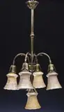 Quezal, Threaded Five Light Chandelier