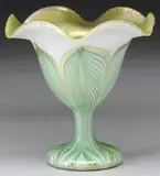 Quezal, Decorated Flower Form Vase
