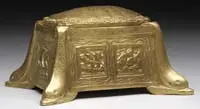 Nautical Inkwell by Tiffany Studios, Finished in gold dore and complete with clear glass insert, offered Dec 2011