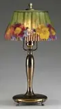 Pairpoint, Puffy Boudoir Lamp, Shade rests on a four footed brass base with single socket