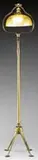 Tiffany Studios, Favrile Floor Lamp, Lamp begins with a gold Favrile iridescent shade with a white cased lining