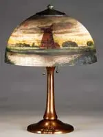 Reverse Painted Scenic Table Lamp by Handel, offered Jun 2008