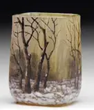 Daum, Cameo & Enamel Miniature Vase, Enameled signature on the underside “Daum Nancy”