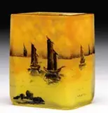 Daum, Cameo & Enamel Miniature Vase, Enamel signature on the underside “Daum Nancy”