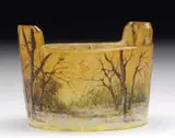 Daum, Cameo & Enamel Bucket Salt, Enamel signature on underside “Daum Nancy”