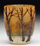 Daum, Cameo & Enamel Miniature Tumbler, Enameled signature on the side “Daum Nancy”