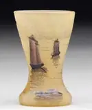 Daum, Cameo & Enamel Miniature Vase, Enameled signature on the underside “Daum Nancy”