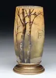 Daum, Vase, Tumbler with acid-etched and enameled winter scenic decoration