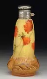 Daum, Scent Bottle, Enameled poppy floral decoration on a yellow mottled ground shading to ecru