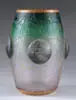 Scenic Cabochon Vase by Daum, Acid textured background glass shades from emerald green to clear, offered May 2004