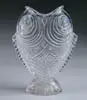 Molded Fish Vase by Galle, Clear glass molded double fish face, offered May 2004