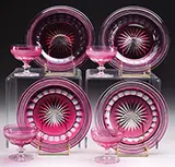 Cranberry Cut-To-Clear Plates and Sherbets by Alexander Joseph von Steuben, offered Jun 2014