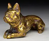 Tiffany Studios, Bulldog Paperweight, Tiffany Studios bronze paperweight depicts a reclining bulldog