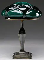 Lamp with Quilted Emeralite Shade by Pairpoint, sold Feb 2014