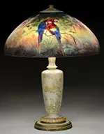 Reverse Painted Jungle Bird Table Lamp by Handel, sold Jun 2015