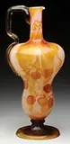 Fire Polished Ewer by Galle, The ewer rests on an applied amber glass foot with cameo grape leaves & grapes, offered Jun 2015