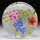 Floral Arrangement Paperweight by Paul Stankard, Etched on the side “3 of 6 1987” as well as an “S” cane heated into the side, offered Nov 2014