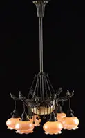 Gas and Electric Chandelier by Quezal, sold Nov 2014