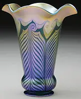 Decorated Art Glass Shade by Quezal, sold Jun 2013