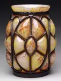Schneider, Metal & Art Glass Vase