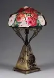 Pairpoint, Rose Bouquet Table Lamp, Single socket base carries an antique brass finish