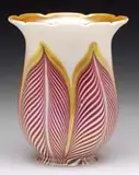 Quezal, Red Decorated Art Glass Shade