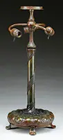 Decorated Table Lamp Base by Tiffany Studios, Tiffany Studios table lamp base rests on 4 bronze lily pad feet, offered Nov 2015