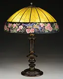 Reverse Painted Table Lamp by Handel, Finished in a light bronze tone, offered Nov 2015