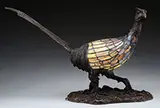 Charles Schneider, Pheasant Lamp, Pheasant rests on a cast bronze base