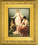 Kpm, Porcelain Three Fates Plaque, KPM porcelain plaque depicts two young maidens and an elderly woman