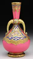 Stevens & Williams, Enameled Vase, All set against pink glass background