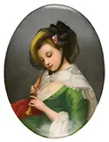 Oval Plaque of Woman by Kpm, offered Jun 2016