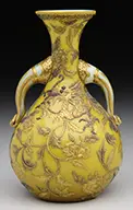 Decorated Vase by Stevens & Williams, All against creamy yellow glass background, offered Jun 2016