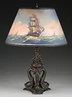 Reverse Painted Nautical Table Lamp by Pairpoint, offered Jun 2016