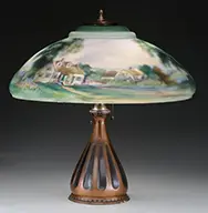 Farm Scene Table Lamp by Pairpoint, sold Jun 2016
