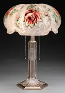 Reverse Painted Rose Lamp by Pairpoint, sold Jun 2016